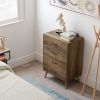 4 Drawer Dresser; Wood Chest of Drawers; 23.6 Inch Wide Bedroom Nightstand Dresser; Rustic Brown Finish