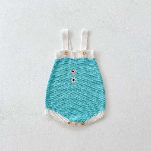 Baby Girl Flower Embroidered Graphic Contrast Bodysuit & Cardigan 1-Pieces Sets